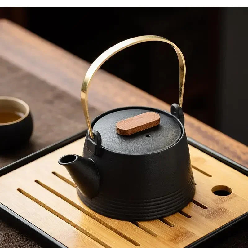 Premium Black Ceramic Kung Fu Set with Tea Pet