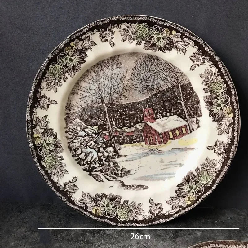 "Manor Landscape" Creative Ceramic Dessert & Salad Plate