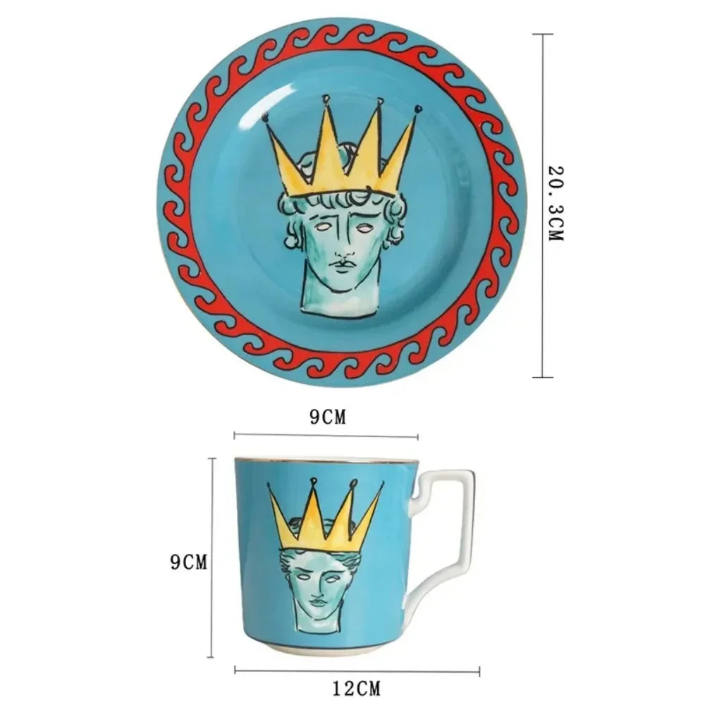 Sea God Creative Ceramic Mug & 8" Plate Set