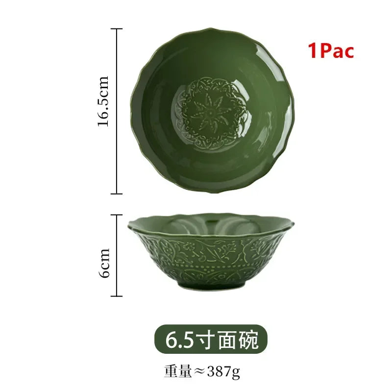 Retro Ceramic Dinnerware Set – Fish & Vegetable Serving Plates