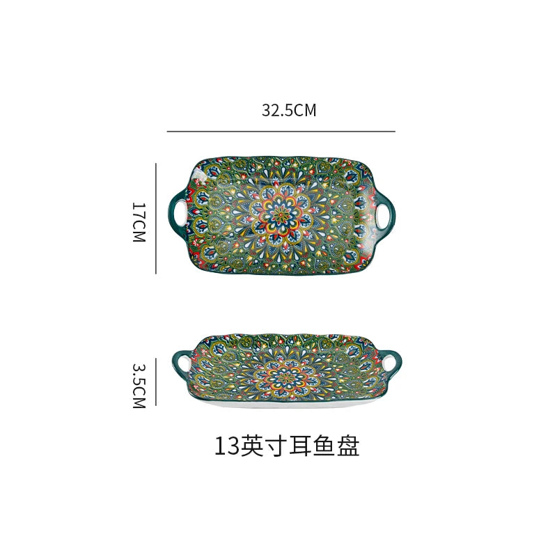 Creative Modern Ceramic Tableware Collection – Handle Bowls & Steak Plates