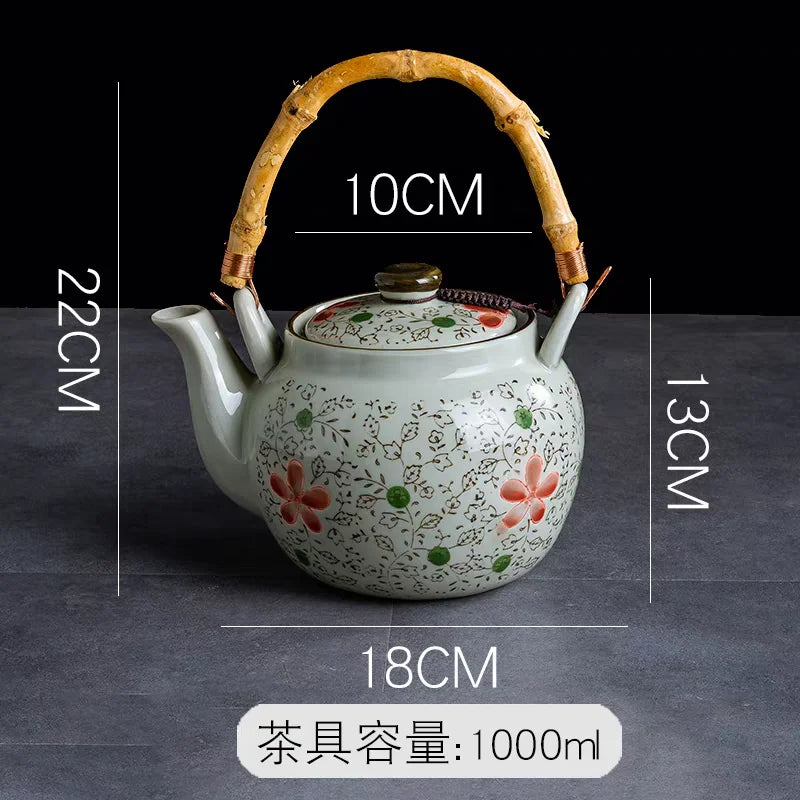 Japanese-Style Hand-Painted Ceramic Tea Set (Under-Glaze)
