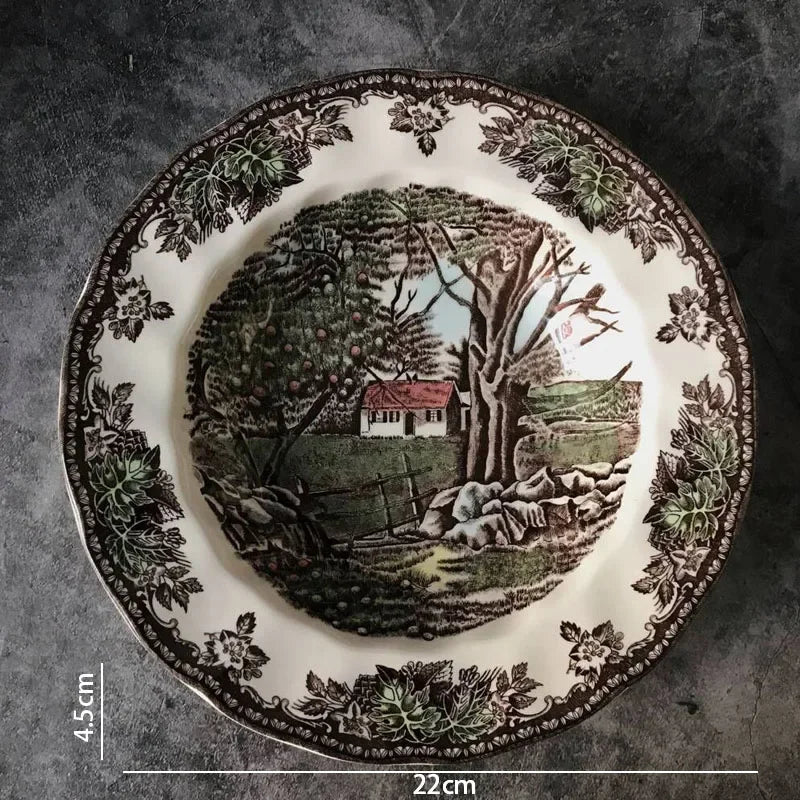 "Manor Landscape" Creative Ceramic Dessert & Salad Plate