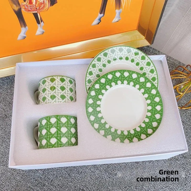 Fashionable European Style Red Tea & Coffee Set (2 Cups + 2 Plates) – Luxury Gift Box