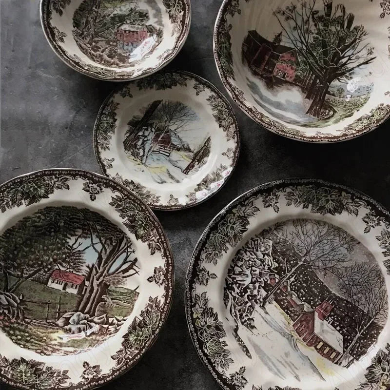 "Manor Landscape" Creative Ceramic Dessert & Salad Plate