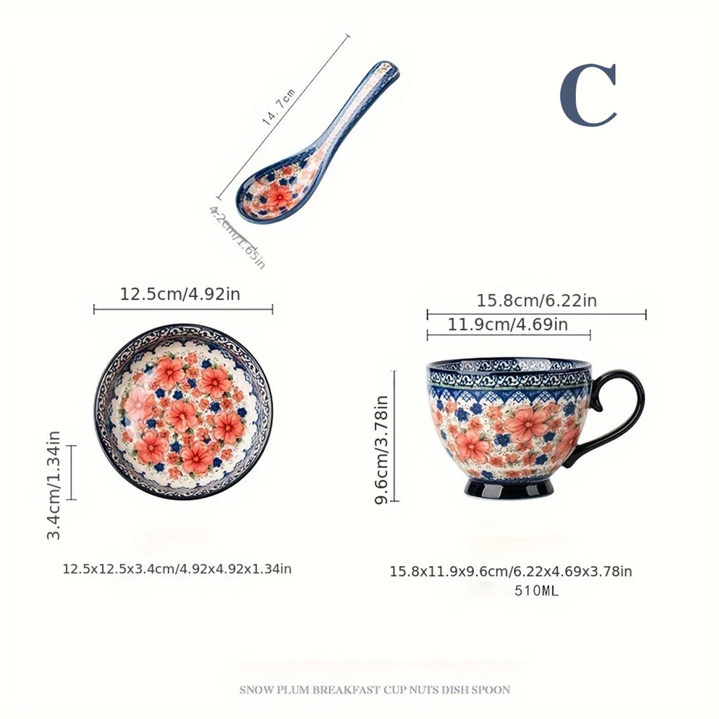 3-Piece Polish Pottery Mug Set with Lids (Gift Box)