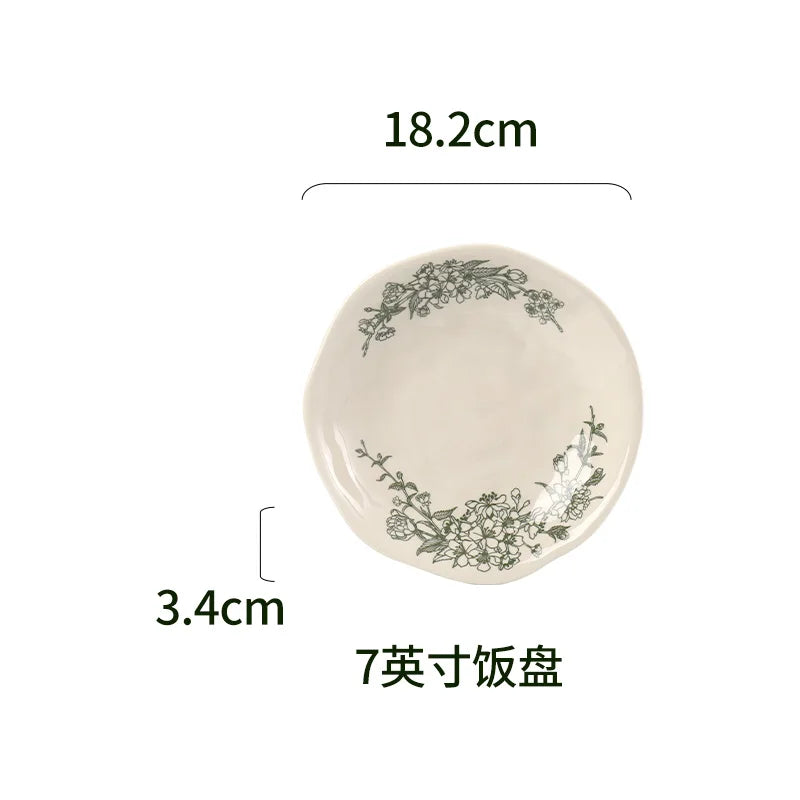 Vintage Charm Heat-Resistant Ceramic Dinnerware Set – Lead-Free & Microwavable