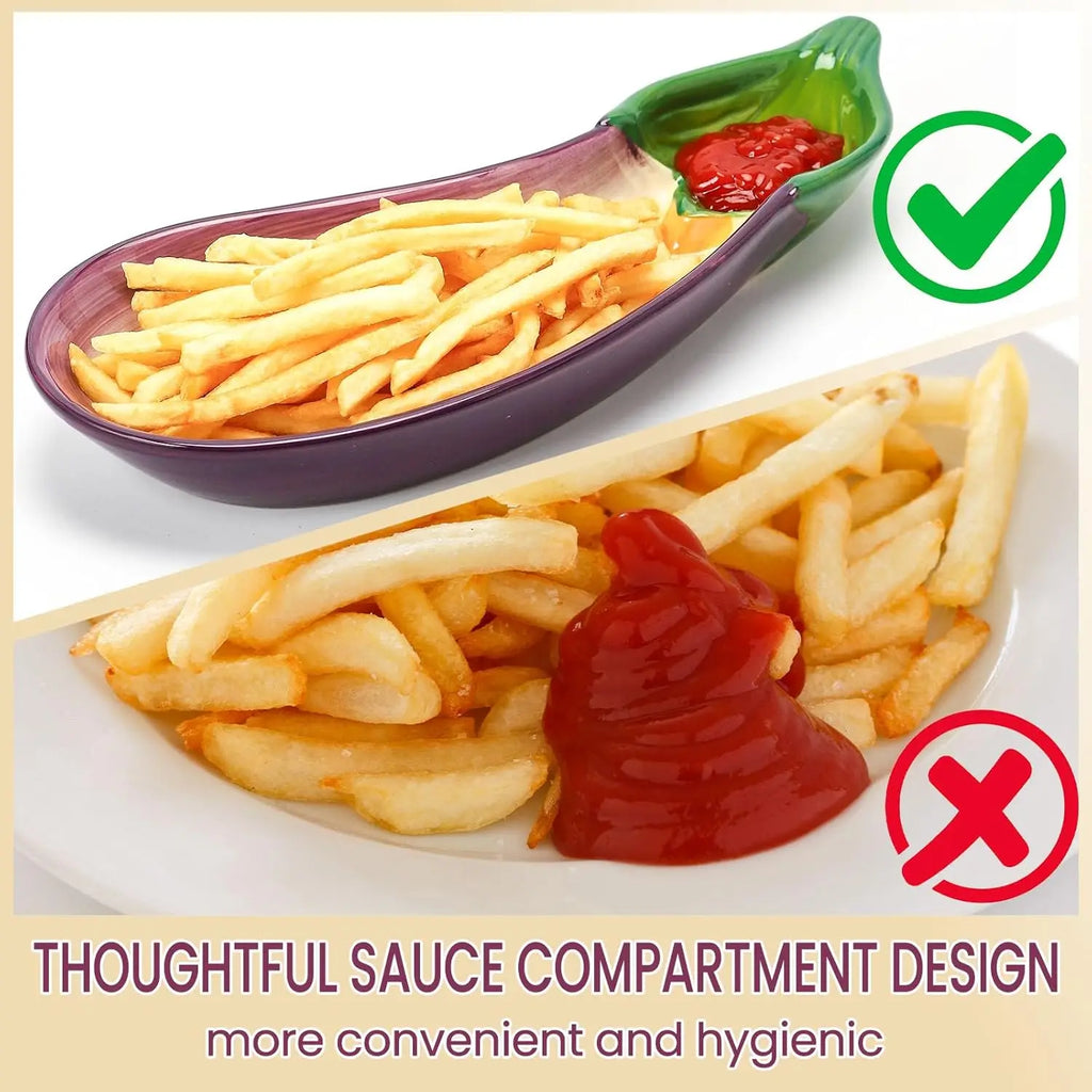 "Purple Eggplant" Creative Chip & Dip Serving Platter – Fun Snack Tray