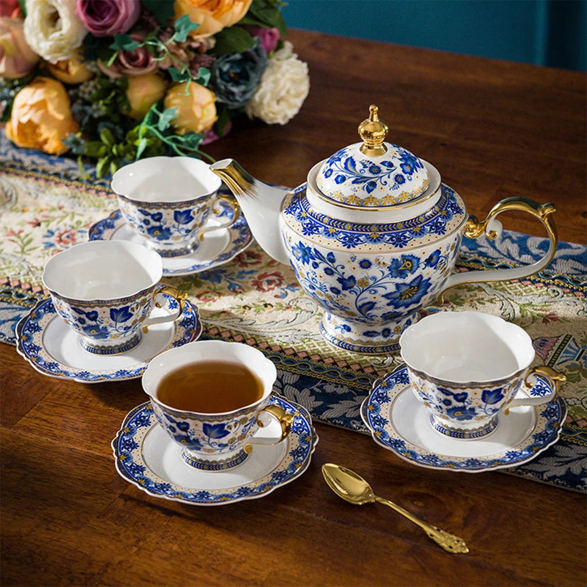 Royal Blue & White Tea Set.