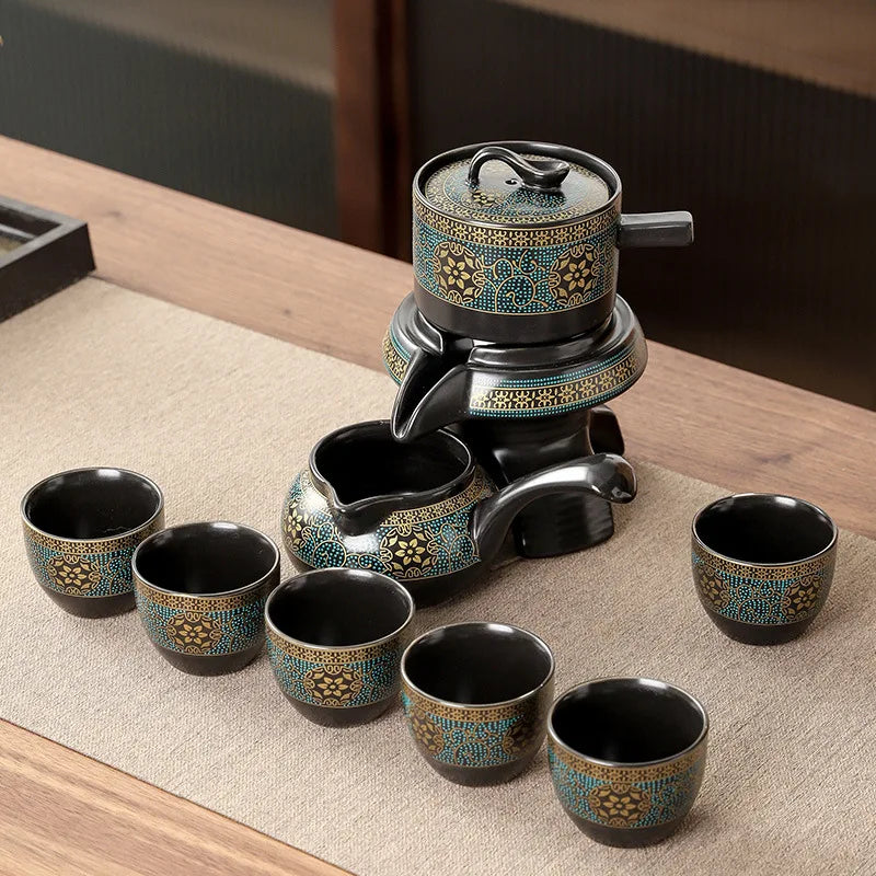 High-End Ceramic Kung Fu Set with Rotating Brewer
