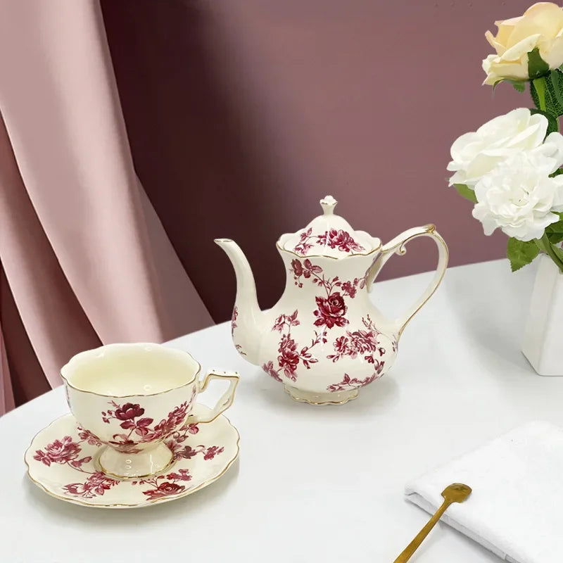 Vintage European Gold-Rimmed Tea Set