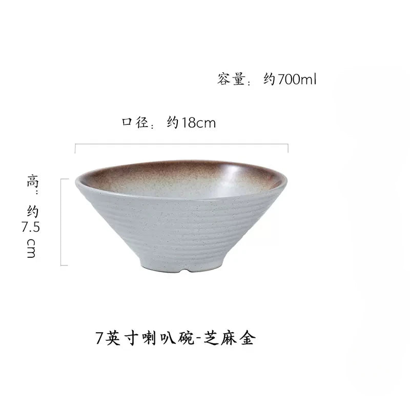 Japanese "Bamboo Hat" Ceramic Ramen Bowl – Creative Conical Noodle & Soup Bowl