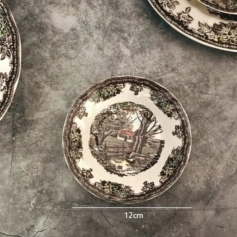 "Manor Landscape" Creative Ceramic Dessert & Salad Plate