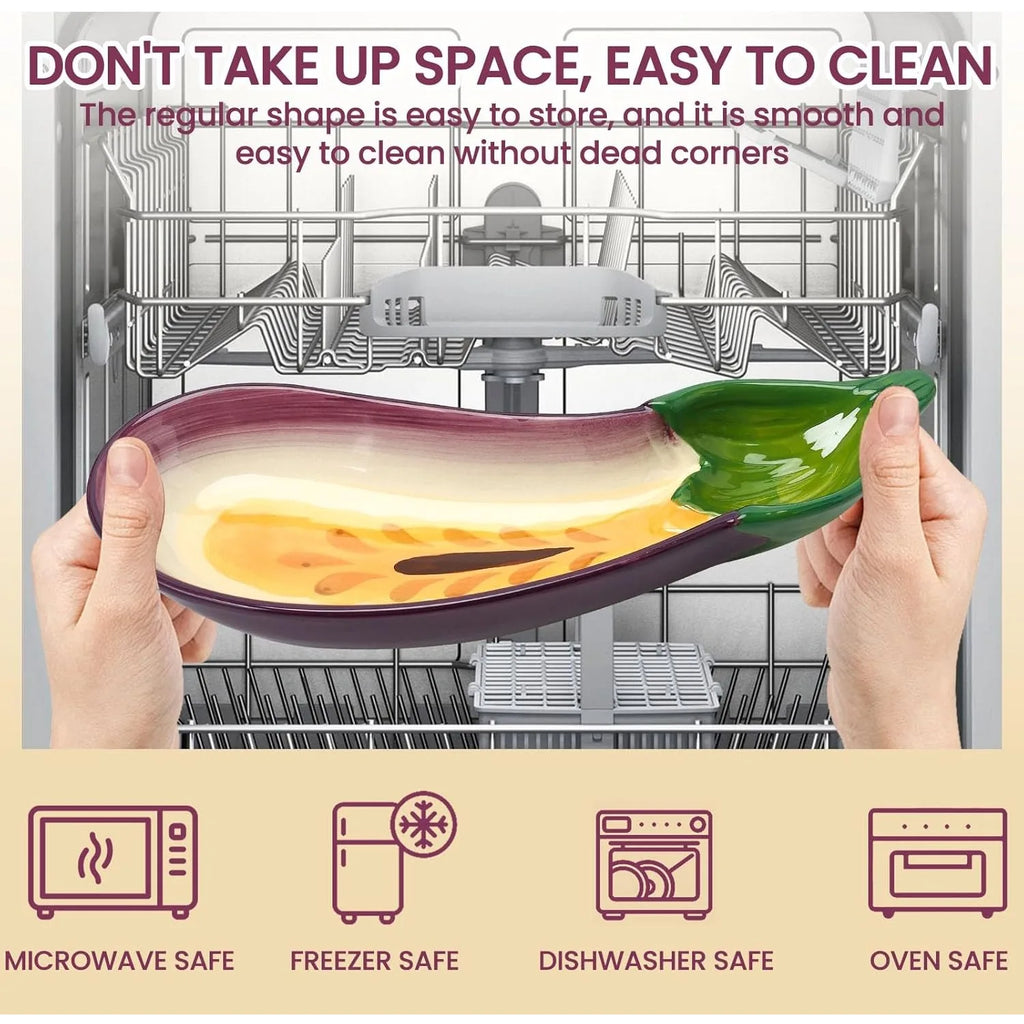 "Purple Eggplant" Creative Chip & Dip Serving Platter – Fun Snack Tray