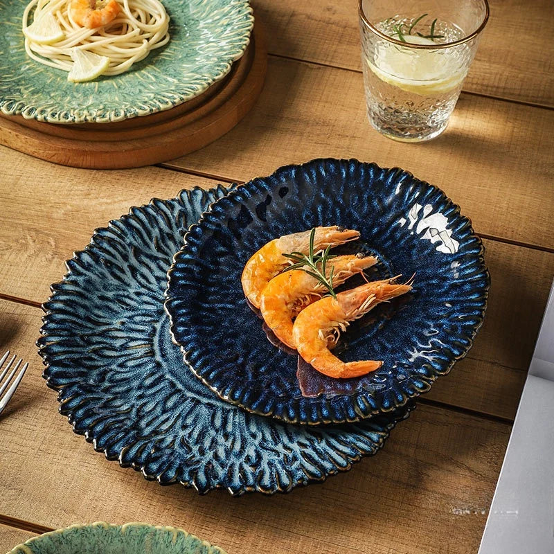 "Sun Bloom" Retro Kiln-Glazed Ceramic Flower Plate