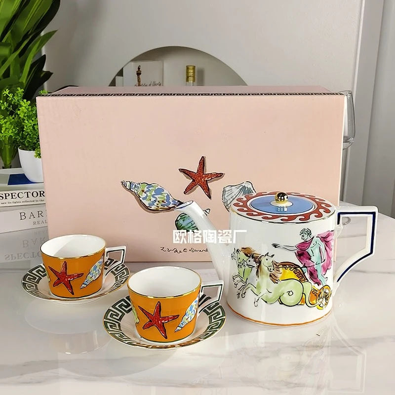 European Light Luxury Coffee Set (Ocean Myth Theme)
