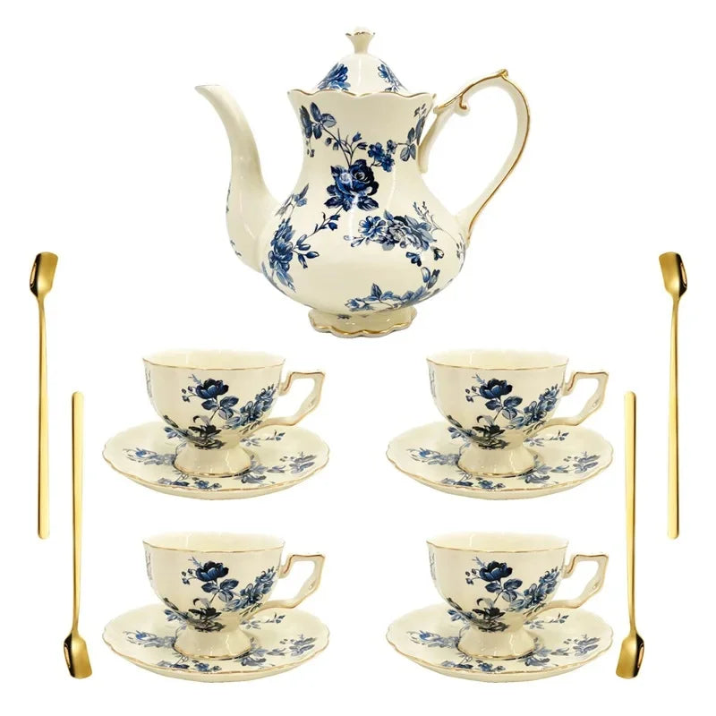 Vintage European Gold-Rimmed Tea Set