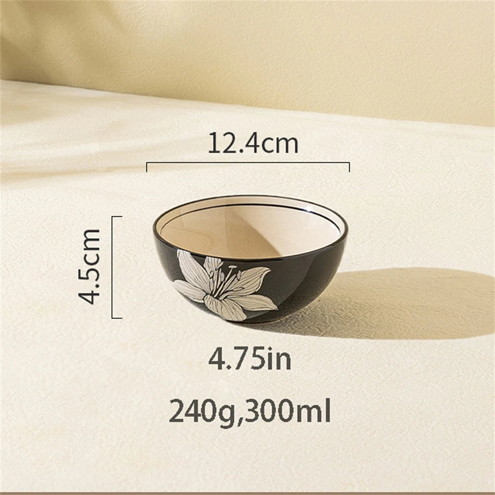 Vintage Black Printed Ceramic Tableware Collection – Western Style Afternoon Tea & Dinner Set