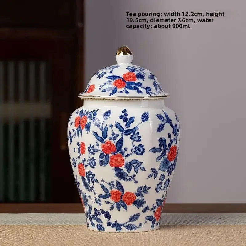 Classic Blue & White Porcelain Tea Canister – Moisture-Proof Storage Jar