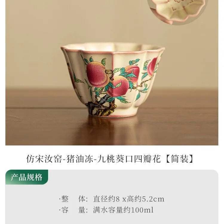 Elegant Ru Kiln Master Tea Bowl – Peach Blossom Edition