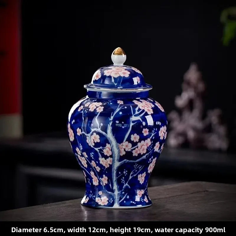 Classic Blue & White Porcelain Tea Canister – Moisture-Proof Storage Jar