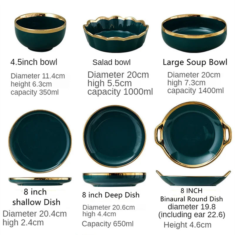 Royal Emerald 18Pcs Dinnerware Set.