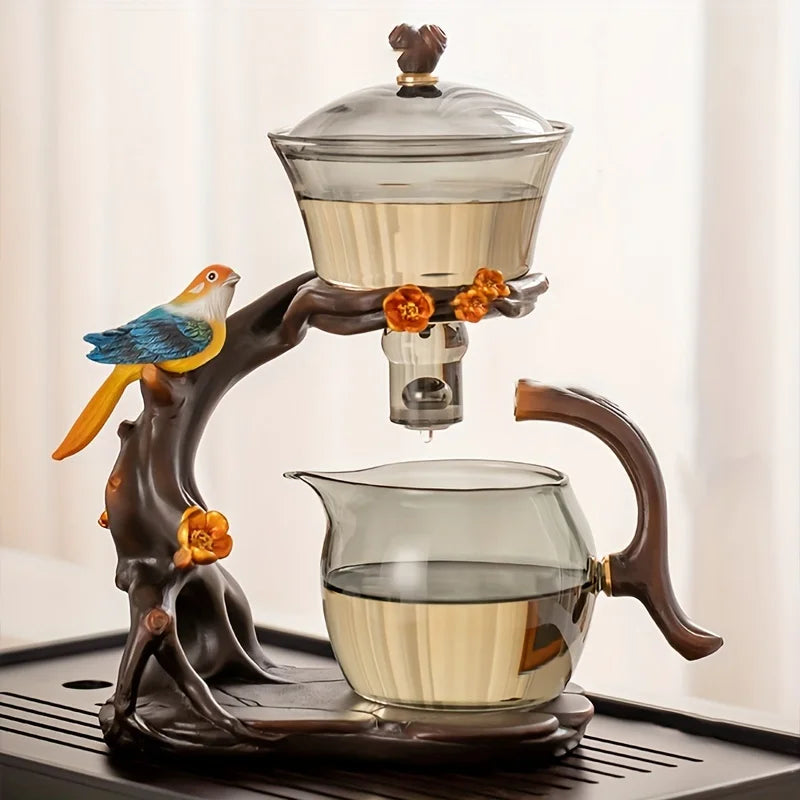 "Lucky Magpie" Semi-Auto Glass Tea Set (Full Set with Tray)