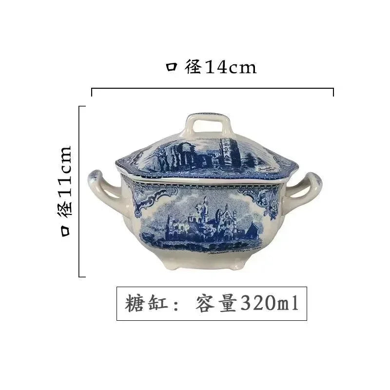 "Palace Blue Castle" American Classic Painted Tea & Dessert Set