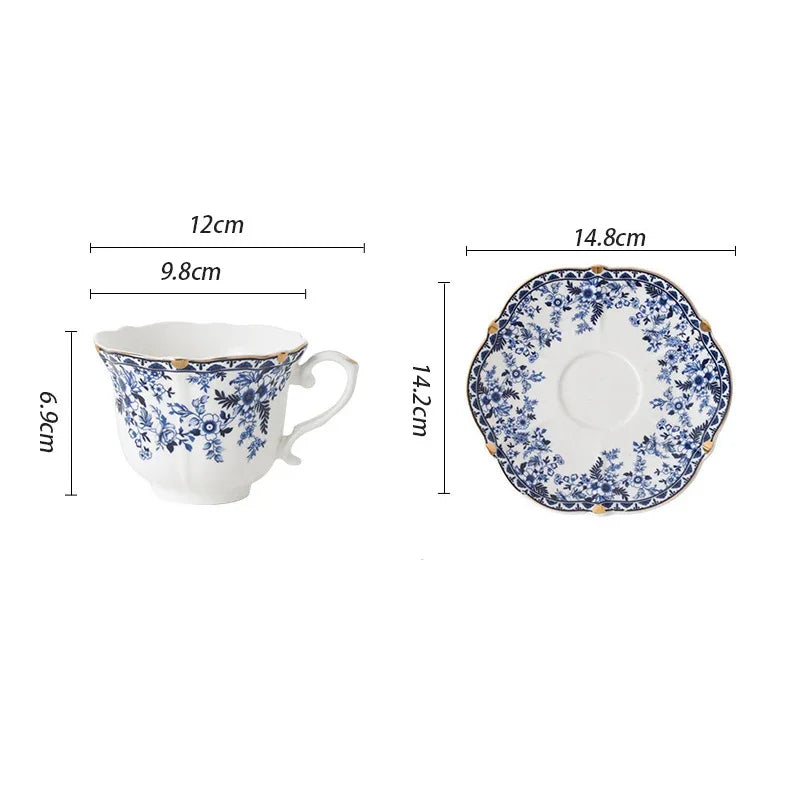 "English Vintage" Blue & White Porcelain Cup & Saucer Set