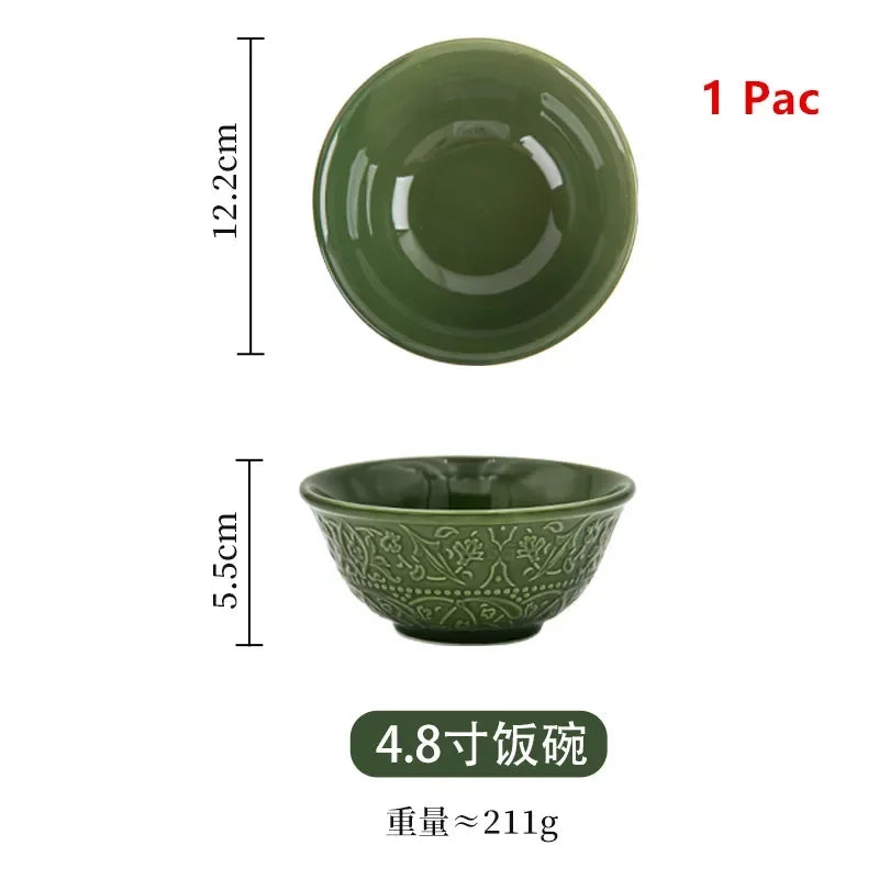 Retro Ceramic Dinnerware Set – Fish & Vegetable Serving Plates