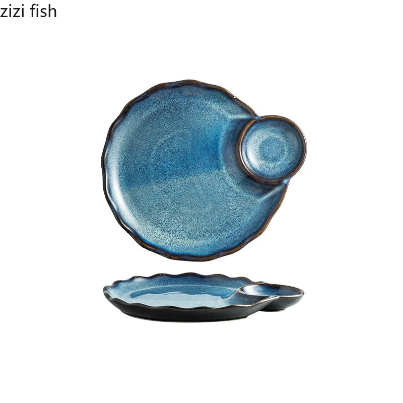 Vintage Irregular Ceramic Serving Plate – Creative Art for Sushi & Desserts