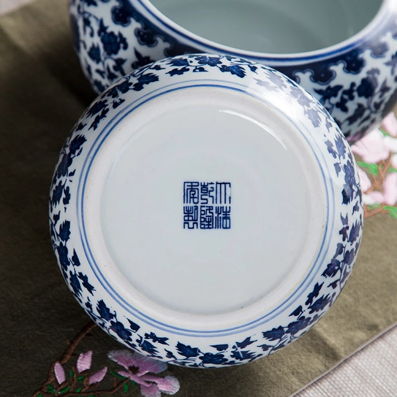 Vintage Blue & White Porcelain Lotus Bowl