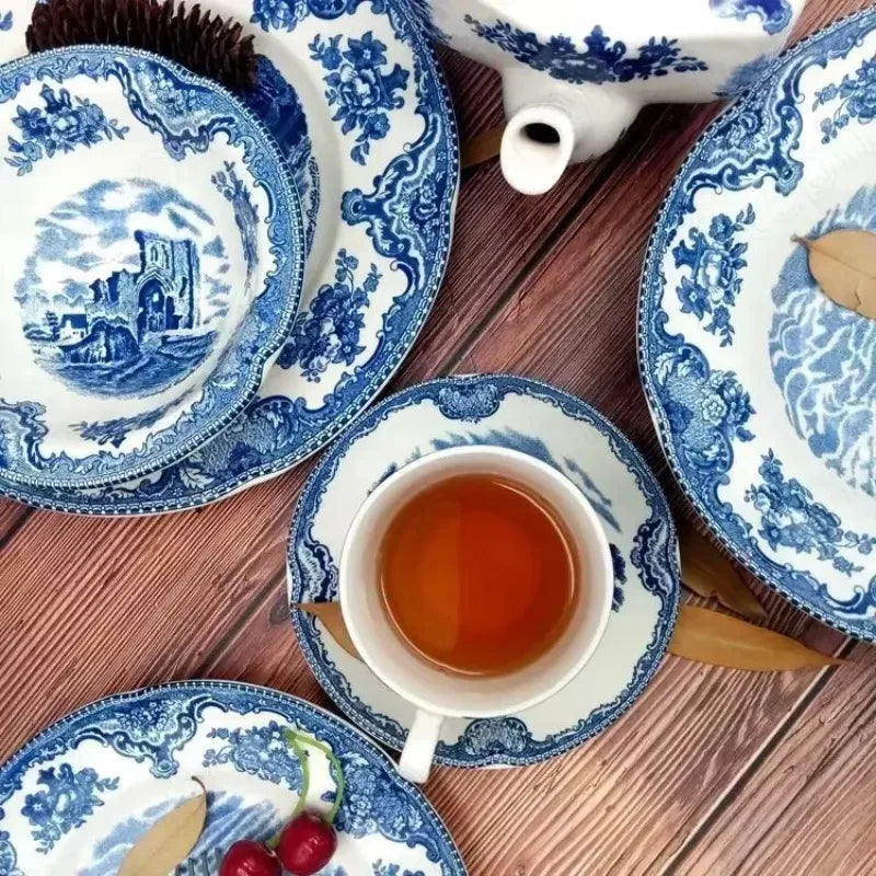 "Palace Blue Castle" American Classic Painted Tea & Dessert Set