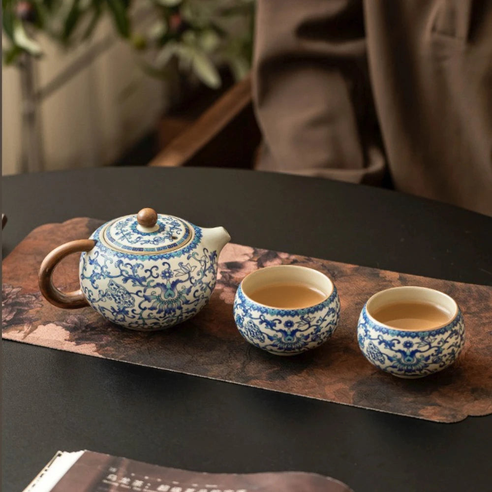 High-End Chinese Ru Ware Teapot & 2 Cups Set