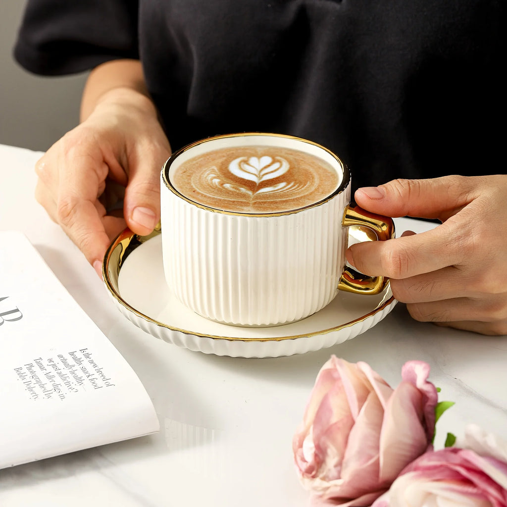 Royal Gold-Rimmed Coffee Cup.