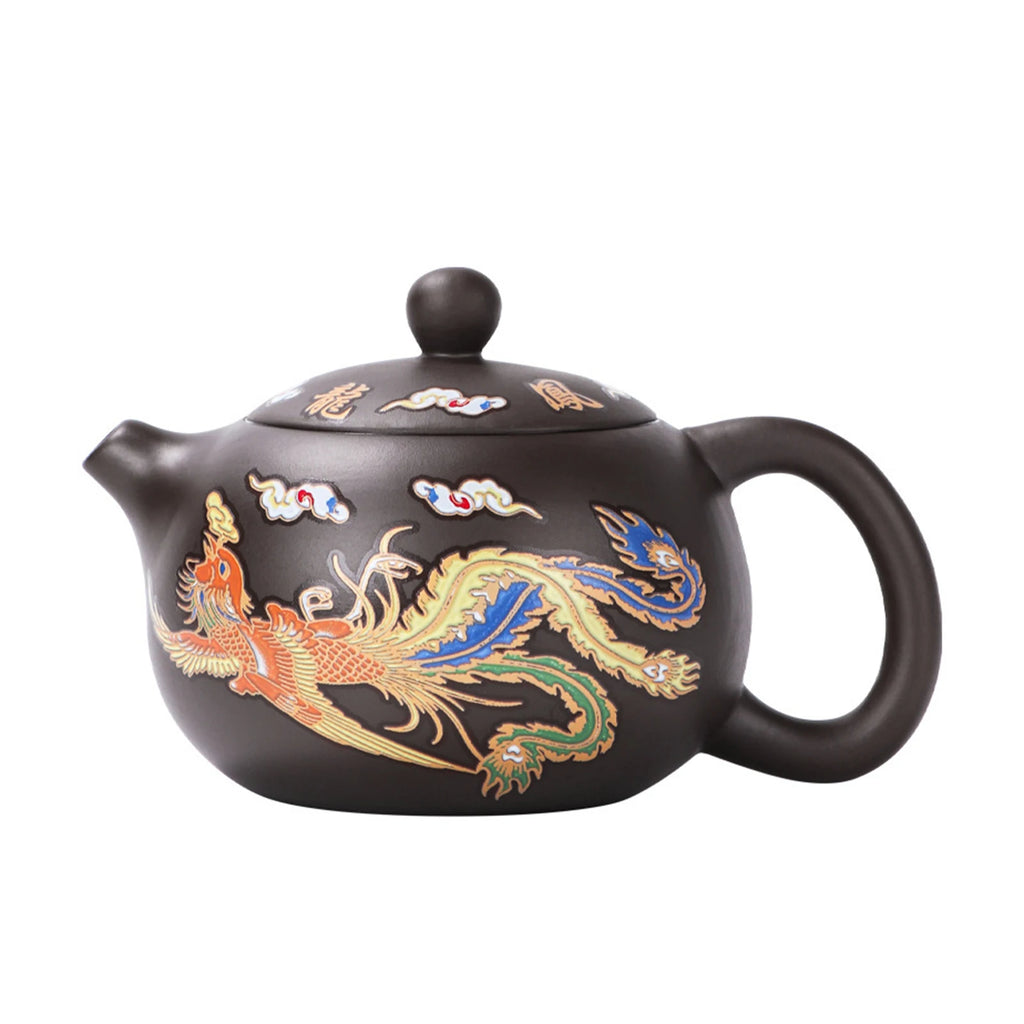 Color-Changing "Dragon & Phoenix" Purple Clay Teapot