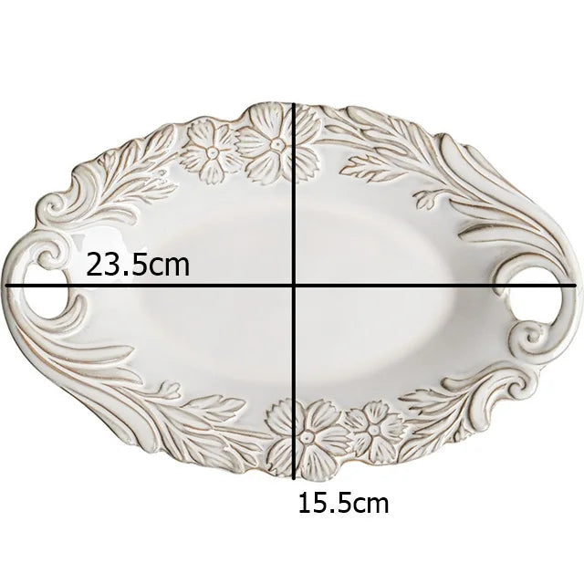 Vintage Stamped Floral Porcelain Plate – Elegant Serving Dish for Pasta & Desserts