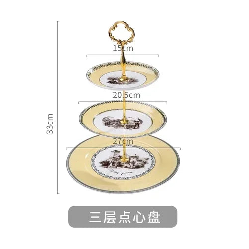 "Nordic Retro" Luxury Porcelain Dinner & Tea Set (Plates, Cups & Pot)