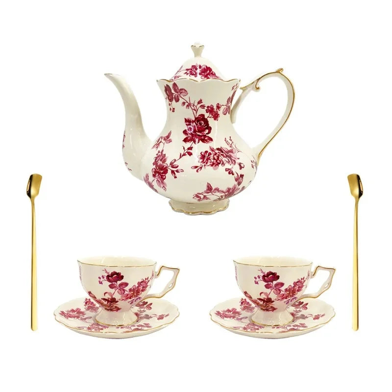 Vintage European Gold-Rimmed Tea Set
