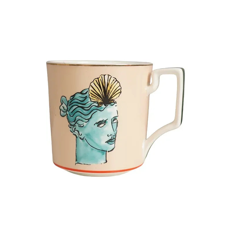 Sea God Creative Ceramic Mug & 8" Plate Set