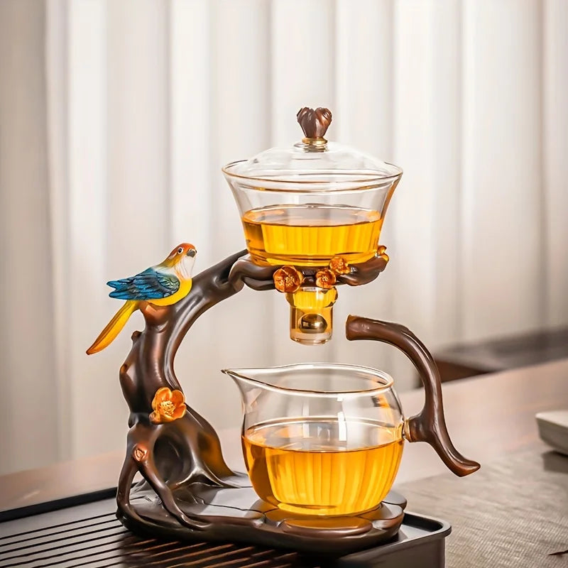 "Lucky Magpie" Semi-Auto Glass Tea Set (Full Set with Tray)