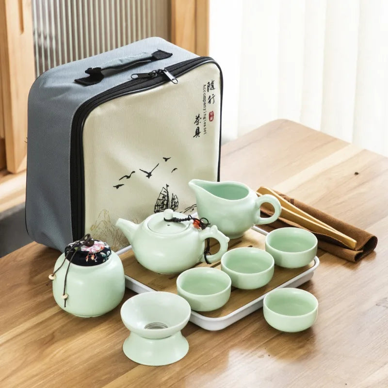 Portable Travel Kung Fu Tea Set (1 Pot + 4 Cups)