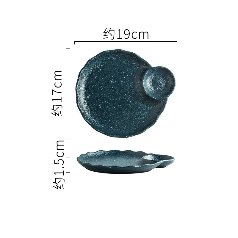Vintage Irregular Ceramic Serving Plate – Creative Art for Sushi & Desserts
