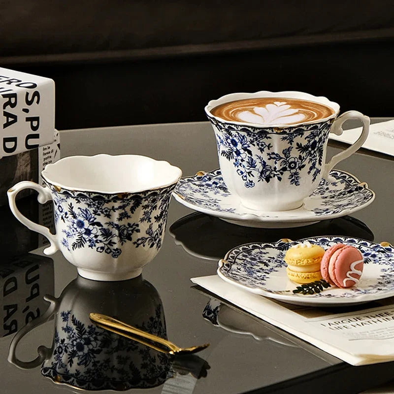 "English Vintage" Blue & White Porcelain Cup & Saucer Set