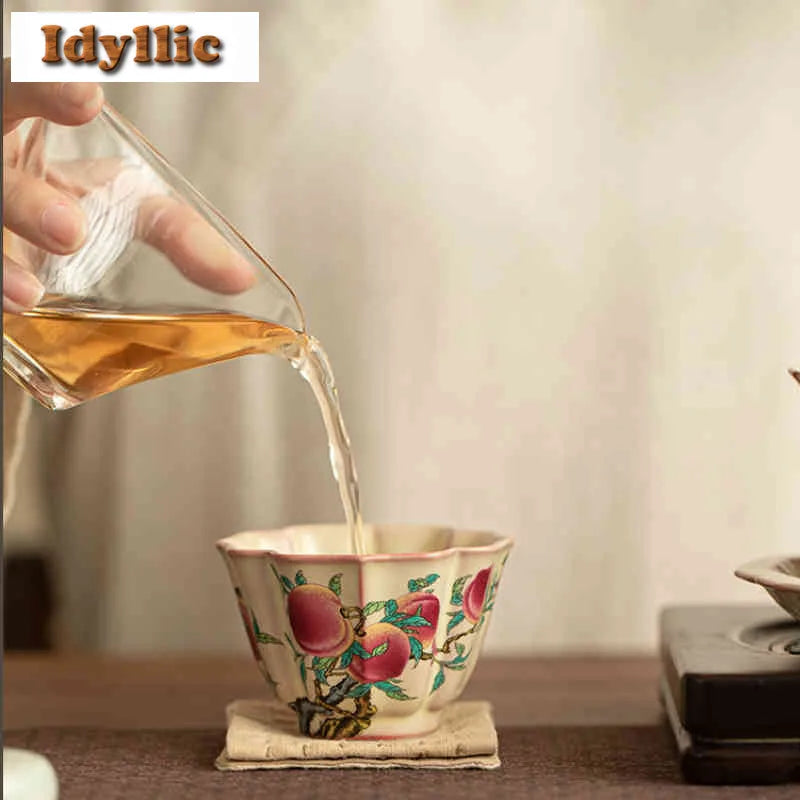 Elegant Ru Kiln Master Tea Bowl – Peach Blossom Edition