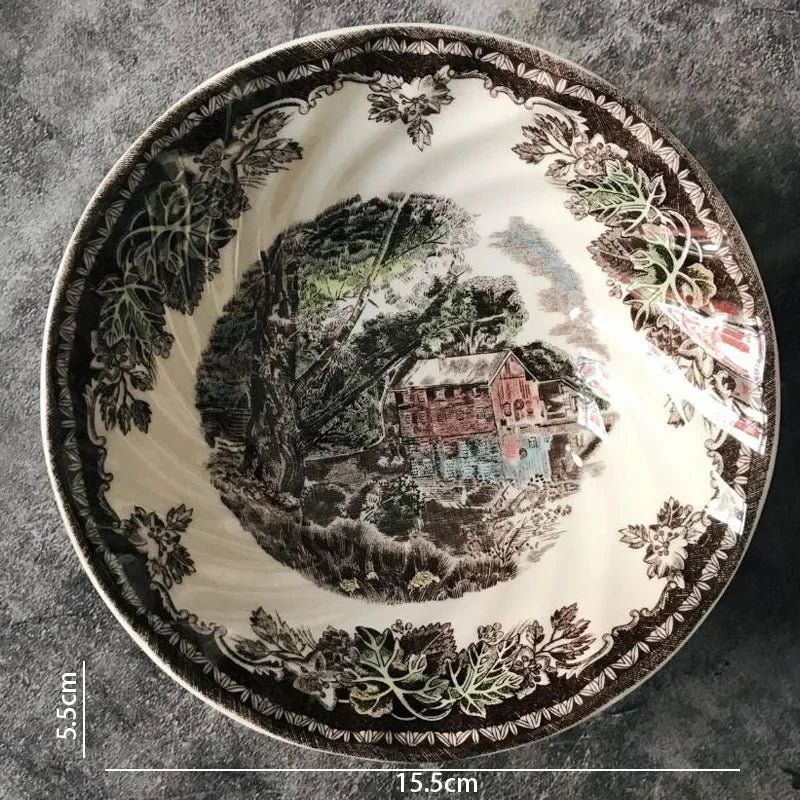 "Manor Landscape" Creative Ceramic Dessert & Salad Plate