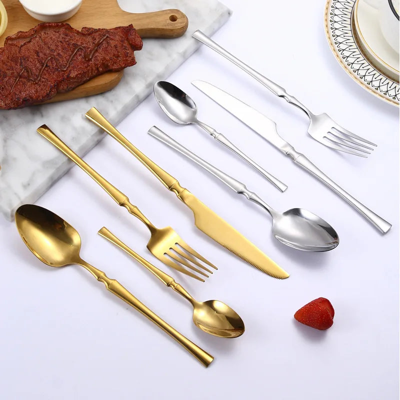 Bright Gold Cutlery Set.