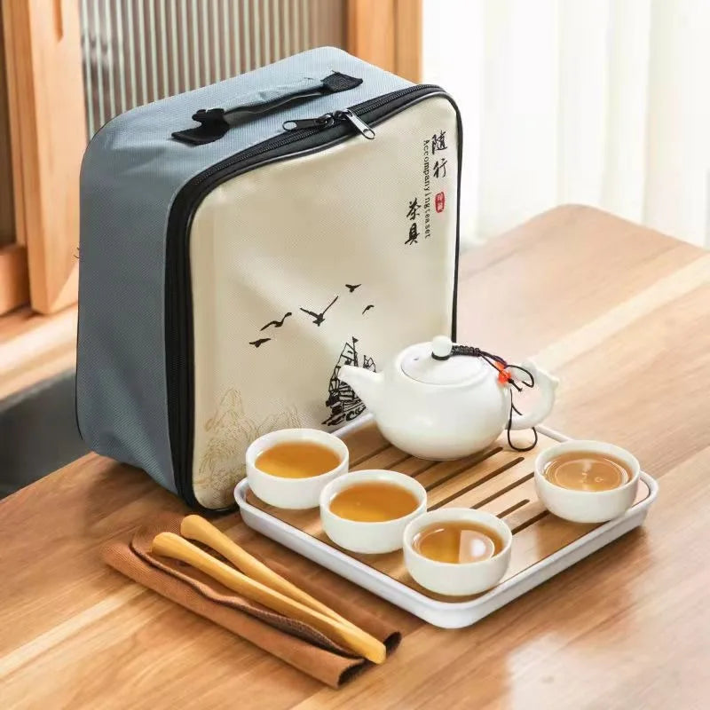 Portable Travel Kung Fu Tea Set (1 Pot + 4 Cups)