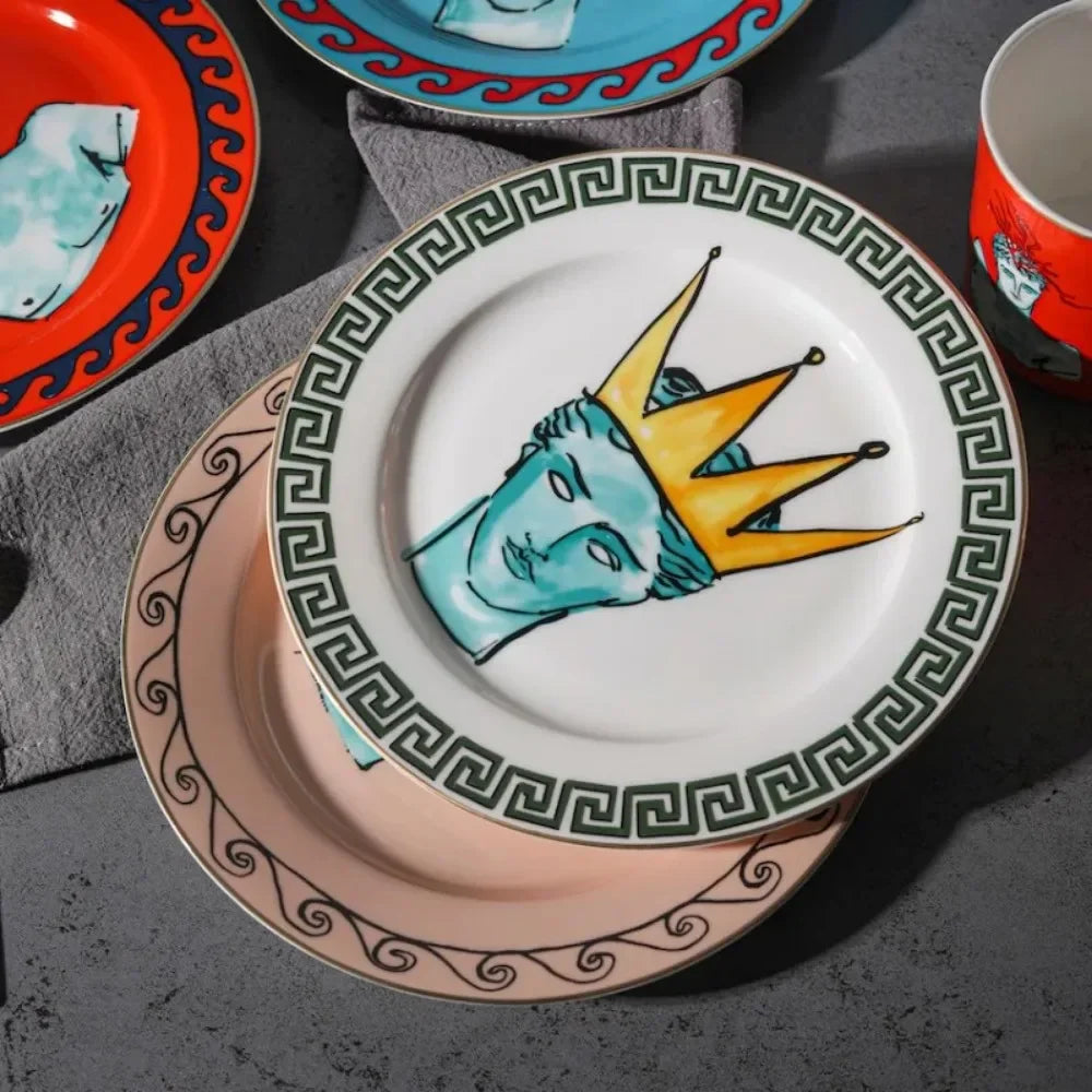 Sea God Creative Ceramic Mug & 8" Plate Set