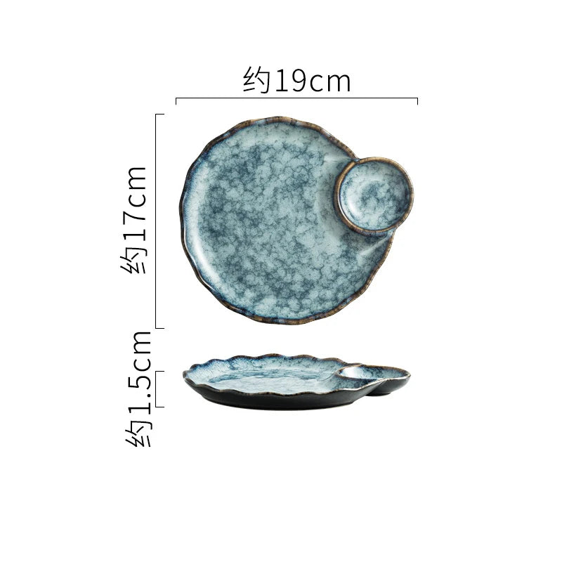 Vintage Irregular Ceramic Serving Plate – Creative Art for Sushi & Desserts